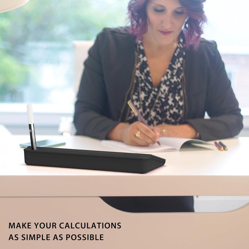 TOWON Desktop Glass Whiteboard with Basic Calculator, 12 Digit LCD Display, Desk Organizers with Accessories for Office, Home, School Supplies, Storage with Dry Erase Board Surface, Black, 17'' x 6'' - Image 3